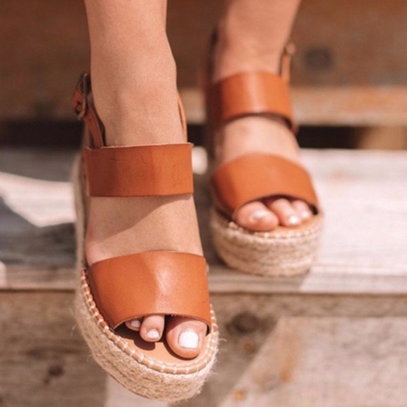 Boho Camel Vegan leather Buckle Espadrille Wedge - Picture 4 of 7